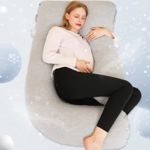 Chilling Home Pregnancy Pillow, J Shape Pregnancy Pillows for Sleeping, Body Pillow for Sleeping, Body Pillows for Adults, Maternity Pillow, with Jersry Removable Cover, Grey