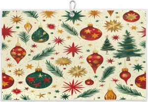 Christmas Tree Leaf Star Golf Towel with Heavy Duty Carabiner Clip Quick Dry Ultra Absorbent Club Ball Cleaning Towel Golf Accessories for Men Women