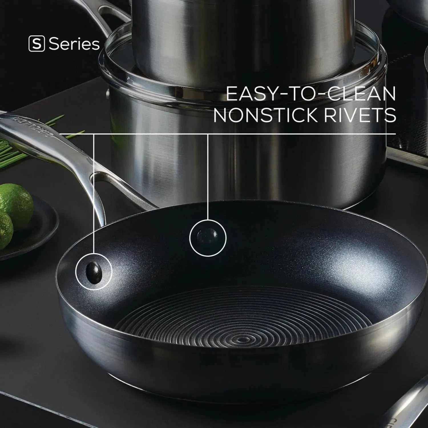 Circulon SteelShield™ Nonstick Stainless Steel S-Series Covered Frypan Induction Suitable - 30cm