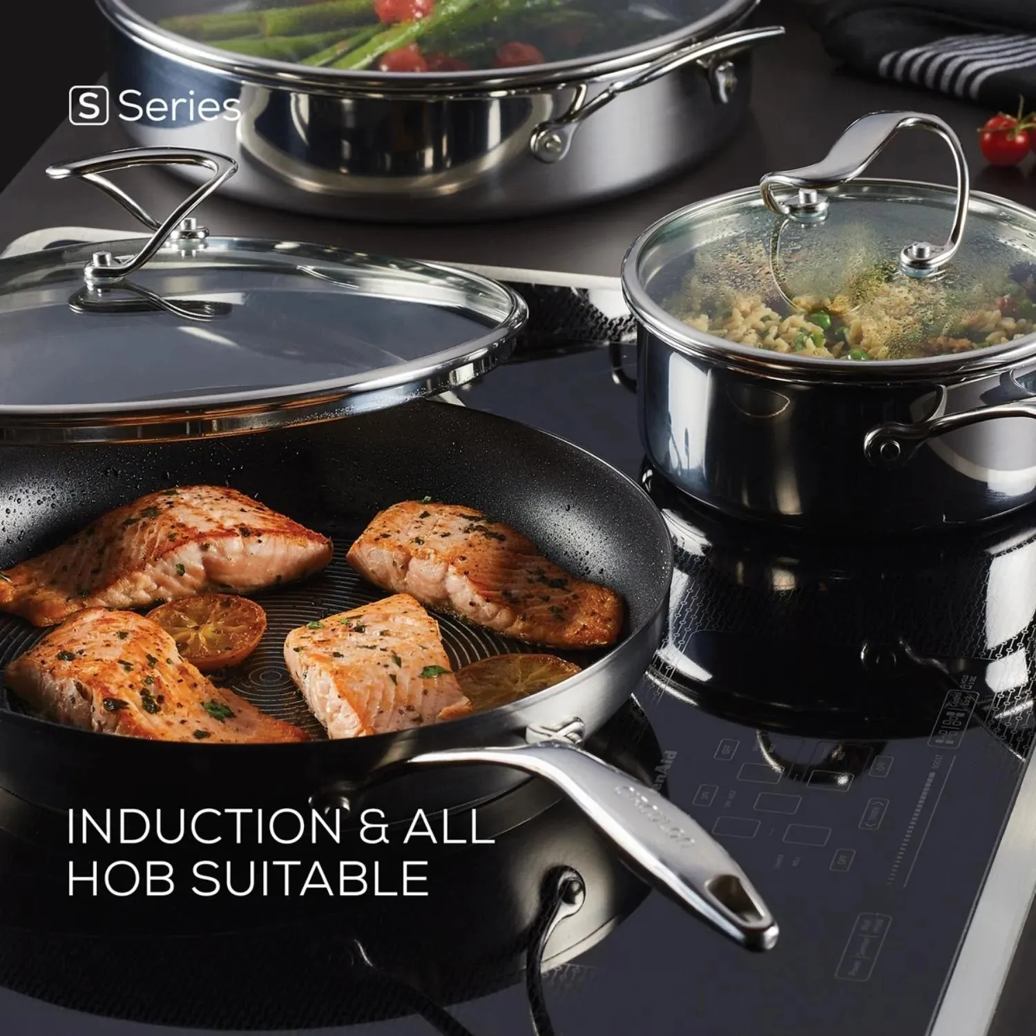 Circulon SteelShield™ Nonstick Stainless Steel S-Series Covered Frypan Induction Suitable - 30cm