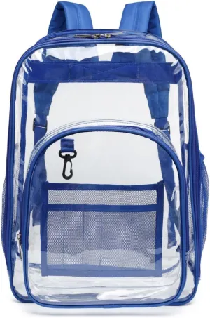 Clear Backpack For Stadium Events,Thick PVC Backpack With Reinforced Strap,Stadium Bag For Concert Sport Events Work(6 Colors)(Blue)