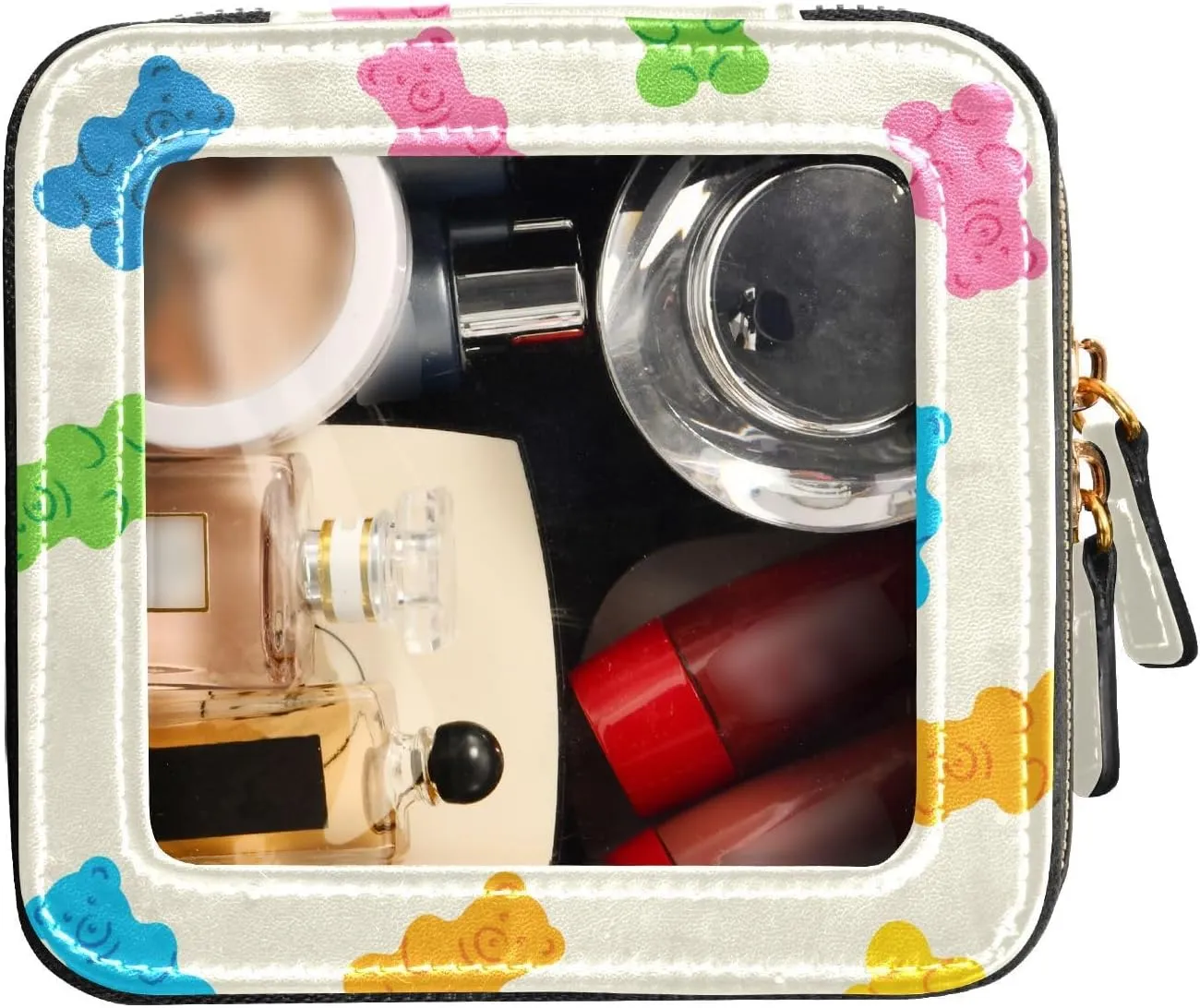 Clear Makeup Bag Gummy Bear Jelly Candy Colorful Travel Toiletry Bag with Zipper Small MakeUp Organizer Travel Essentials Cosmetic Bags for Women
