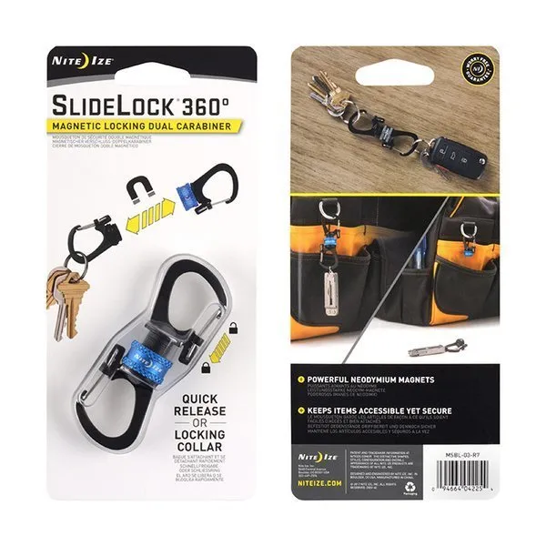 [CLEARANCE] Nite Ize - SlideLock 360° Magnetic Locking Dual Carabiner