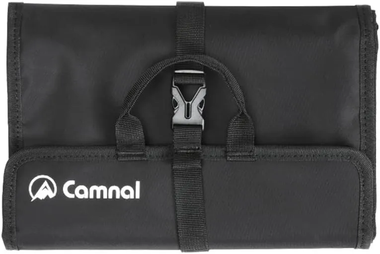Climbing Quickdraw Hanging Storage Bag, Carabiner Hook Gear Equipment Parts Collections, Durable Foldable Bundled Roll Waterproof Bag(Black)