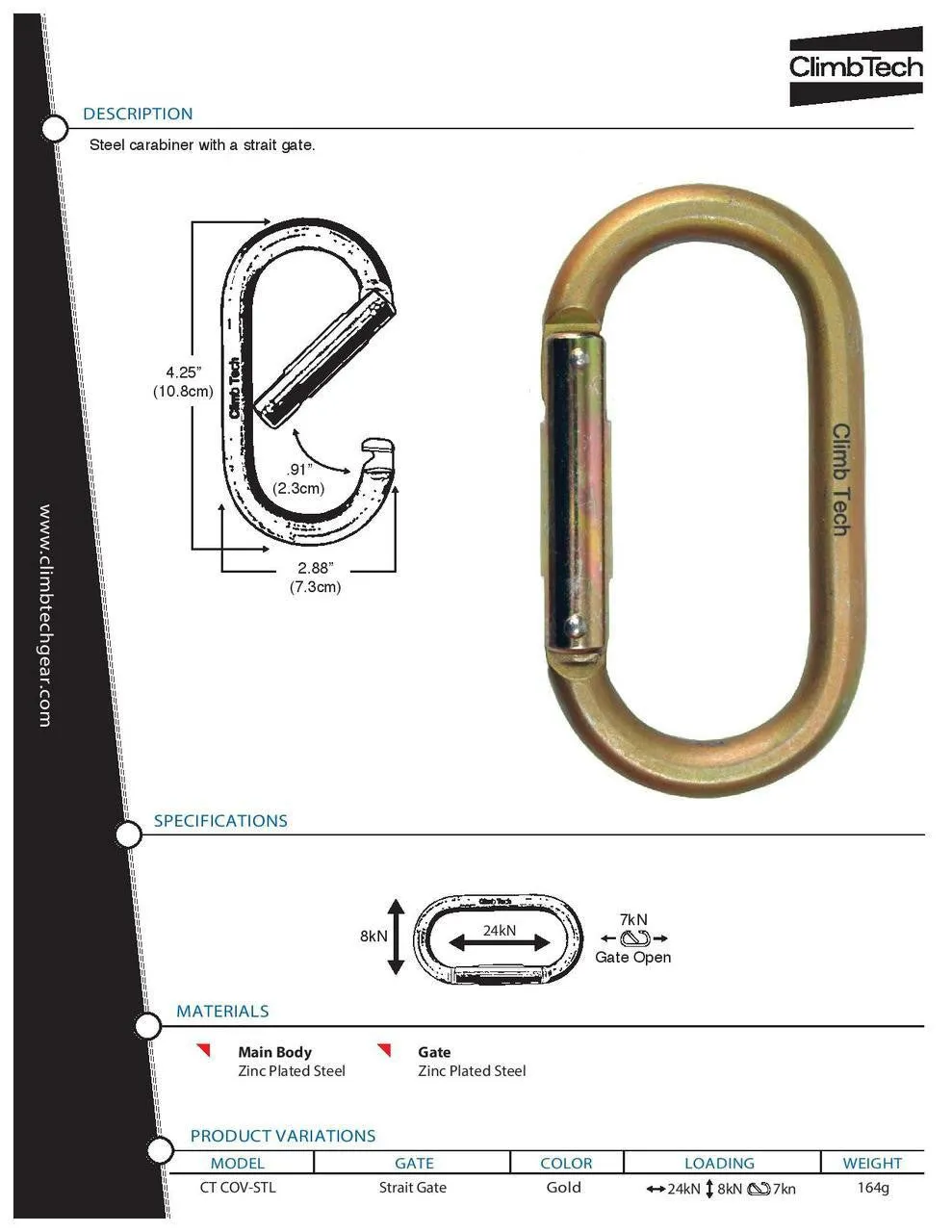 ClimbTech Steel Oval Non-Locking Carabiner