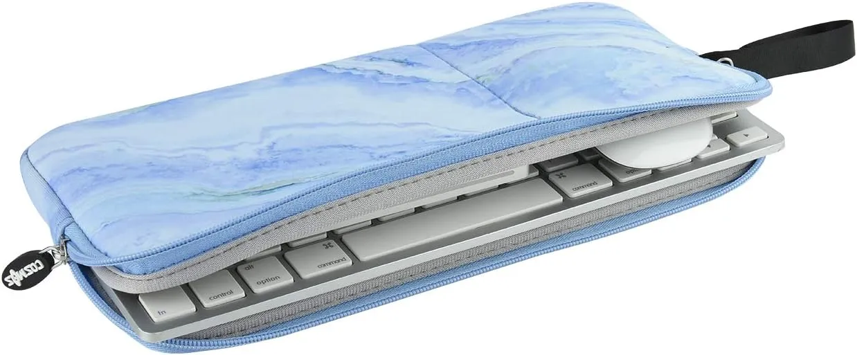 CM Neoprene Carrying Case Bag Protection Pouch Compatible with Magic Keyboard & Mouse, Trackpad (Blue Marble Pattern)