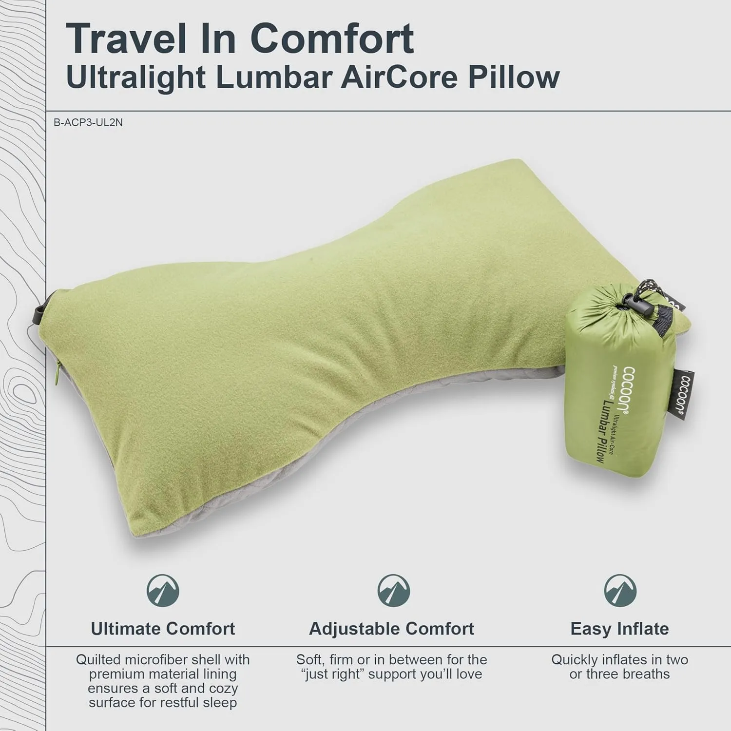 COCOON- Premium - Ultralight Lumbar Pillow - Wasabi Green