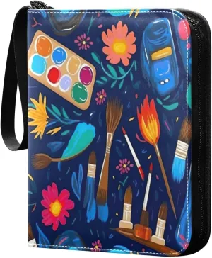 Colorful Brush Card Binder with Double Sided PU Leather Holder Albums Book with 400 Pockets for Collectible Trading Card Games Card