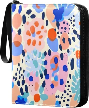 Colorful Leopard Print Card Binder with Double Sided PU Leather Holder Albums Book with 400 Pockets for Collectible Trading Card Games Card