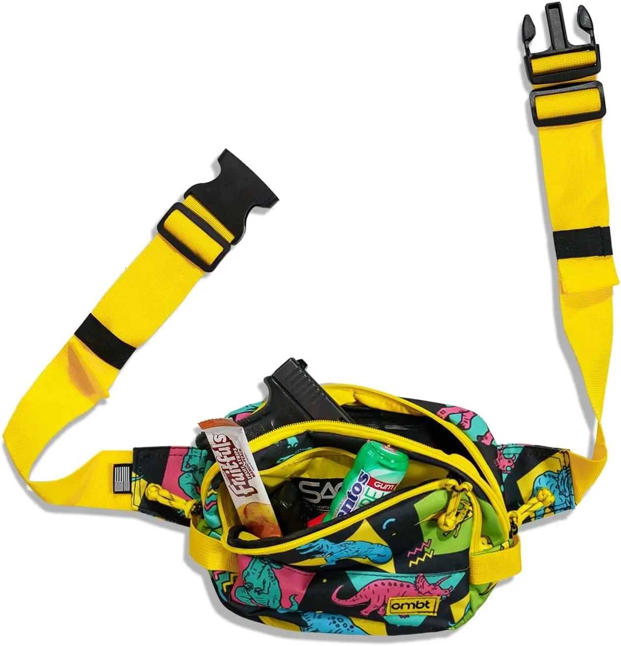 Combat Iron Tactical Men’s Fanny Pack | Adjustable Waist Belt, Zippered Pockets | Compact Lightweight Belt Bag | Everyday Hip Pouch for Travel Outdoor Running Hunting | Dinosaur World