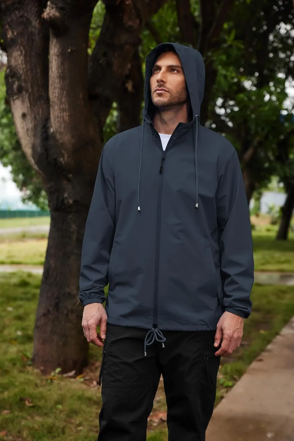COOFANDY Rain Jacket Men Packable Waterproof Raincoat with Hood Lightweight Windbreaker for Hiking Cycling Golf