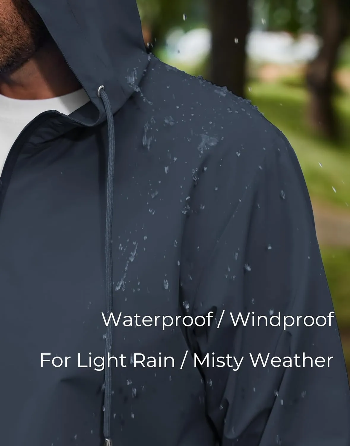 COOFANDY Rain Jacket Men Packable Waterproof Raincoat with Hood Lightweight Windbreaker for Hiking Cycling Golf