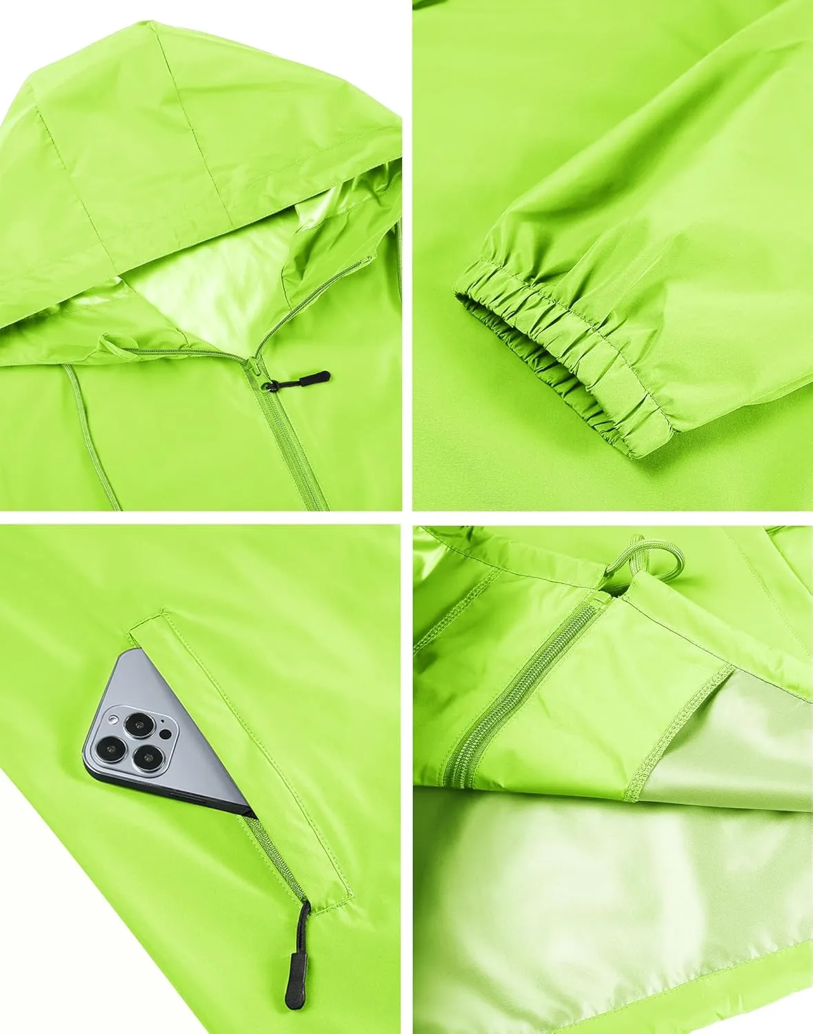 COOFANDY Rain Jacket Men Packable Waterproof Raincoat with Hood Lightweight Windbreaker for Hiking Cycling Golf