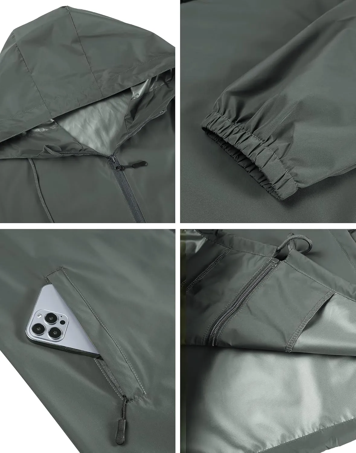 COOFANDY Rain Jacket Men Packable Waterproof Raincoat with Hood Lightweight Windbreaker for Hiking Cycling Golf