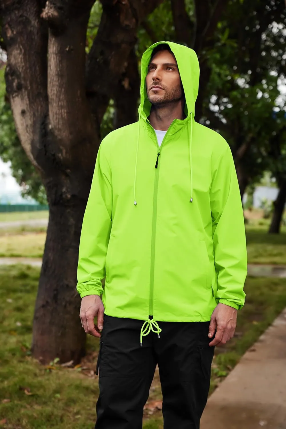 COOFANDY Rain Jacket Men Packable Waterproof Raincoat with Hood Lightweight Windbreaker for Hiking Cycling Golf