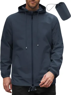 COOFANDY Rain Jacket Men Packable Waterproof Raincoat with Hood Lightweight Windbreaker for Hiking Cycling Golf