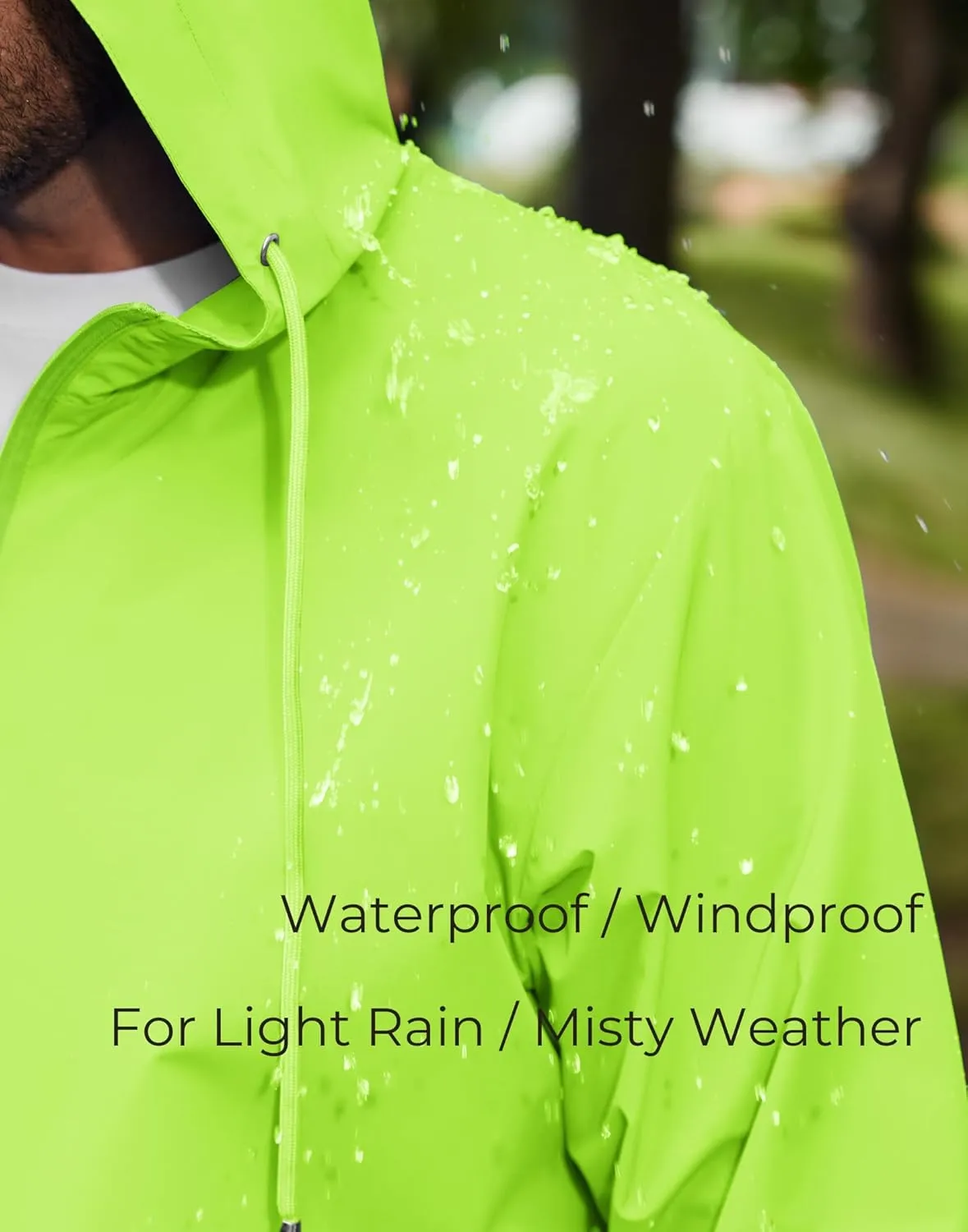 COOFANDY Rain Jacket Men Packable Waterproof Raincoat with Hood Lightweight Windbreaker for Hiking Cycling Golf