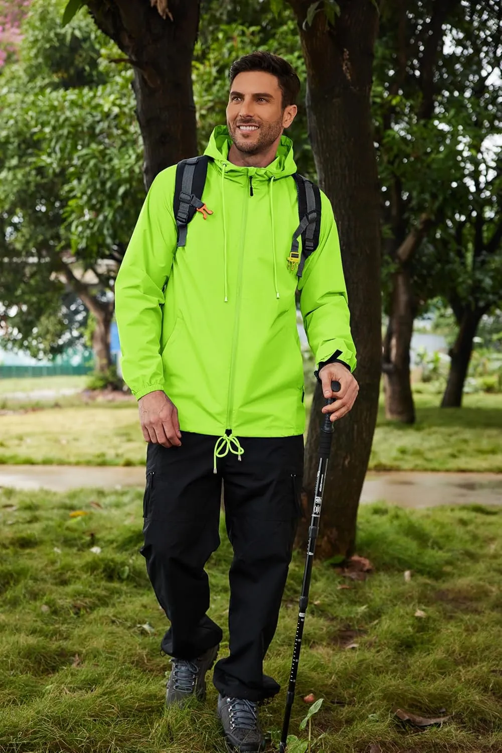 COOFANDY Rain Jacket Men Packable Waterproof Raincoat with Hood Lightweight Windbreaker for Hiking Cycling Golf