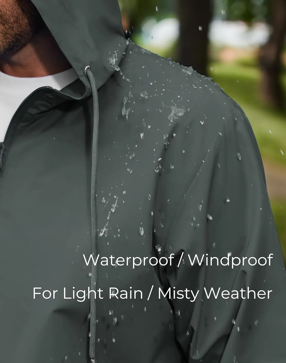 COOFANDY Rain Jacket Men Packable Waterproof Raincoat with Hood Lightweight Windbreaker for Hiking Cycling Golf