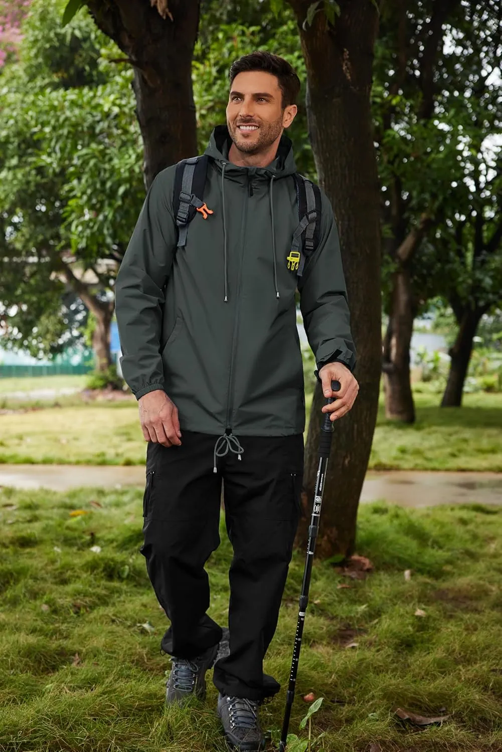 COOFANDY Rain Jacket Men Packable Waterproof Raincoat with Hood Lightweight Windbreaker for Hiking Cycling Golf
