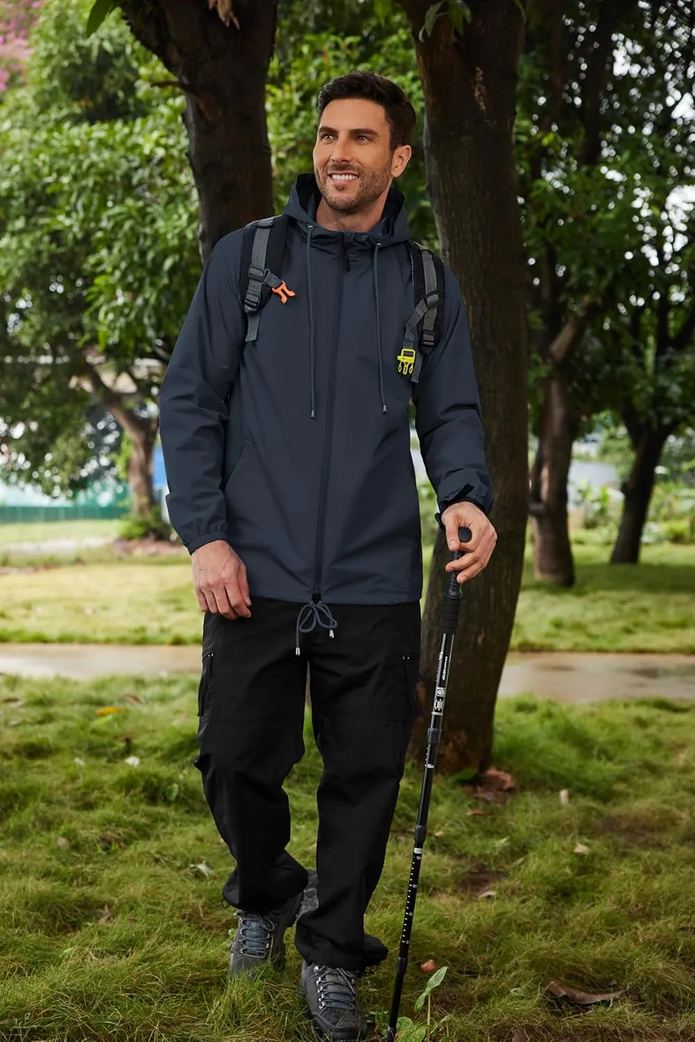 COOFANDY Rain Jacket Men Packable Waterproof Raincoat with Hood Lightweight Windbreaker for Hiking Cycling Golf