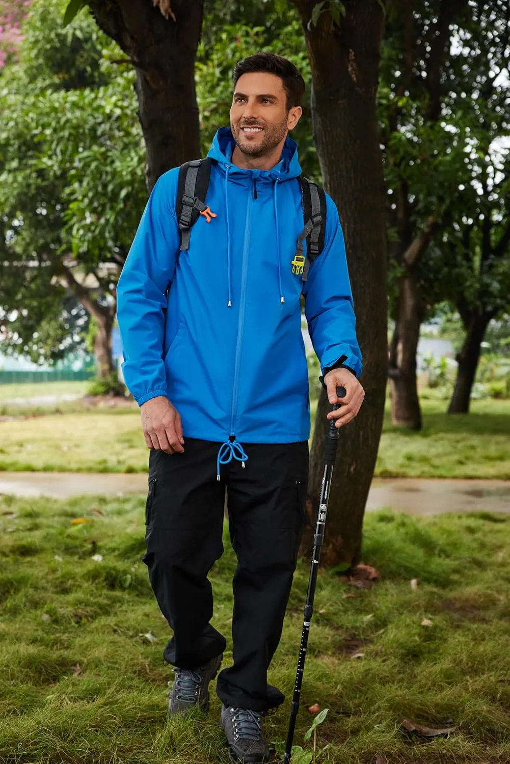 COOFANDY Rain Jacket Men Packable Waterproof Raincoat with Hood Lightweight Windbreaker for Hiking Cycling Golf