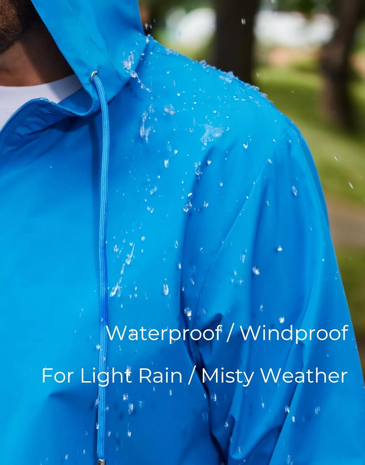 COOFANDY Rain Jacket Men Packable Waterproof Raincoat with Hood Lightweight Windbreaker for Hiking Cycling Golf