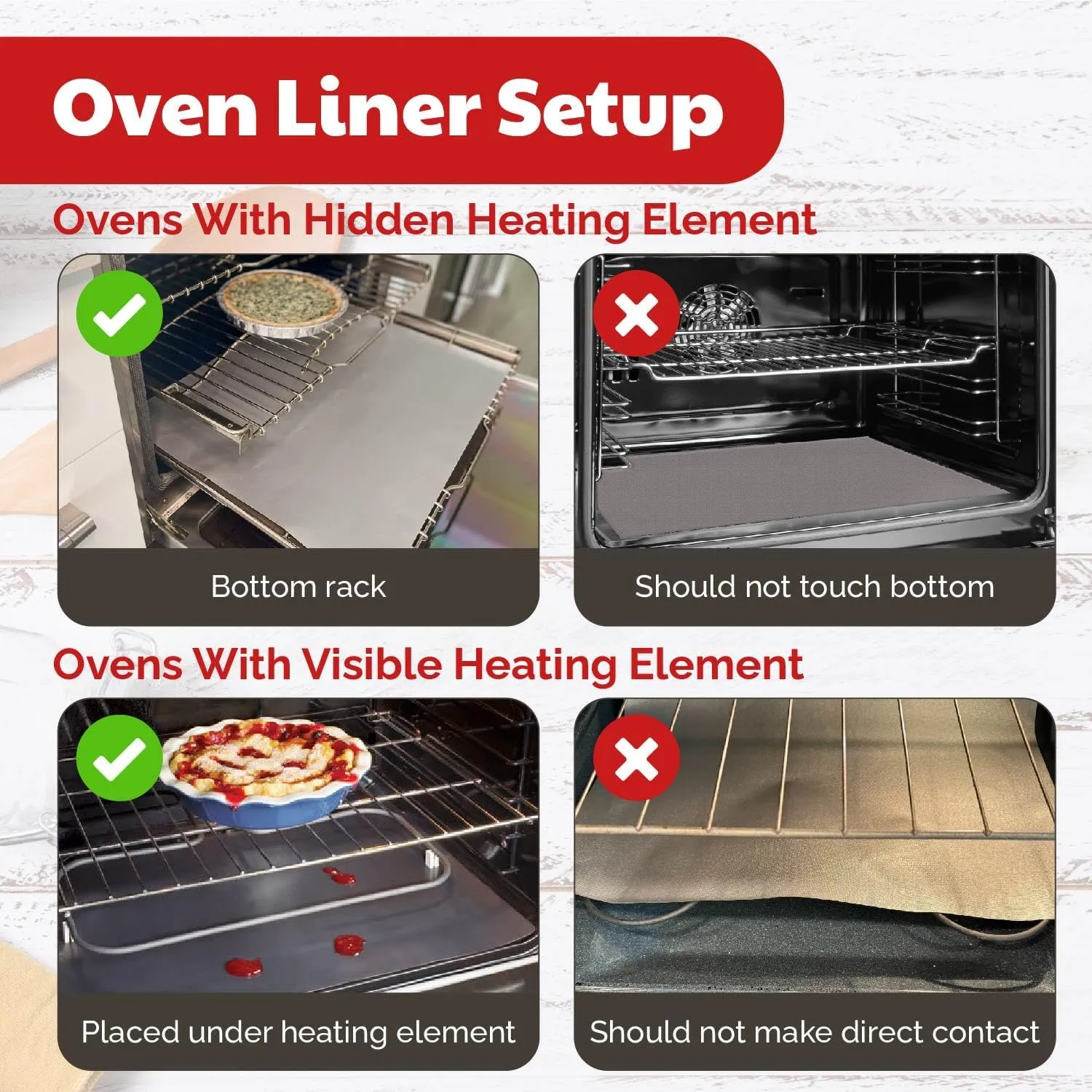 Cooks Innovations Non-Stick Oven Protector Mat - 2 Heavy Duty Nonstick Oven Rack Liners to Protect Convection, Electric, Gas, & Microwave Ovens - BPA & PFOA Free Heat Resistant Baking Mat