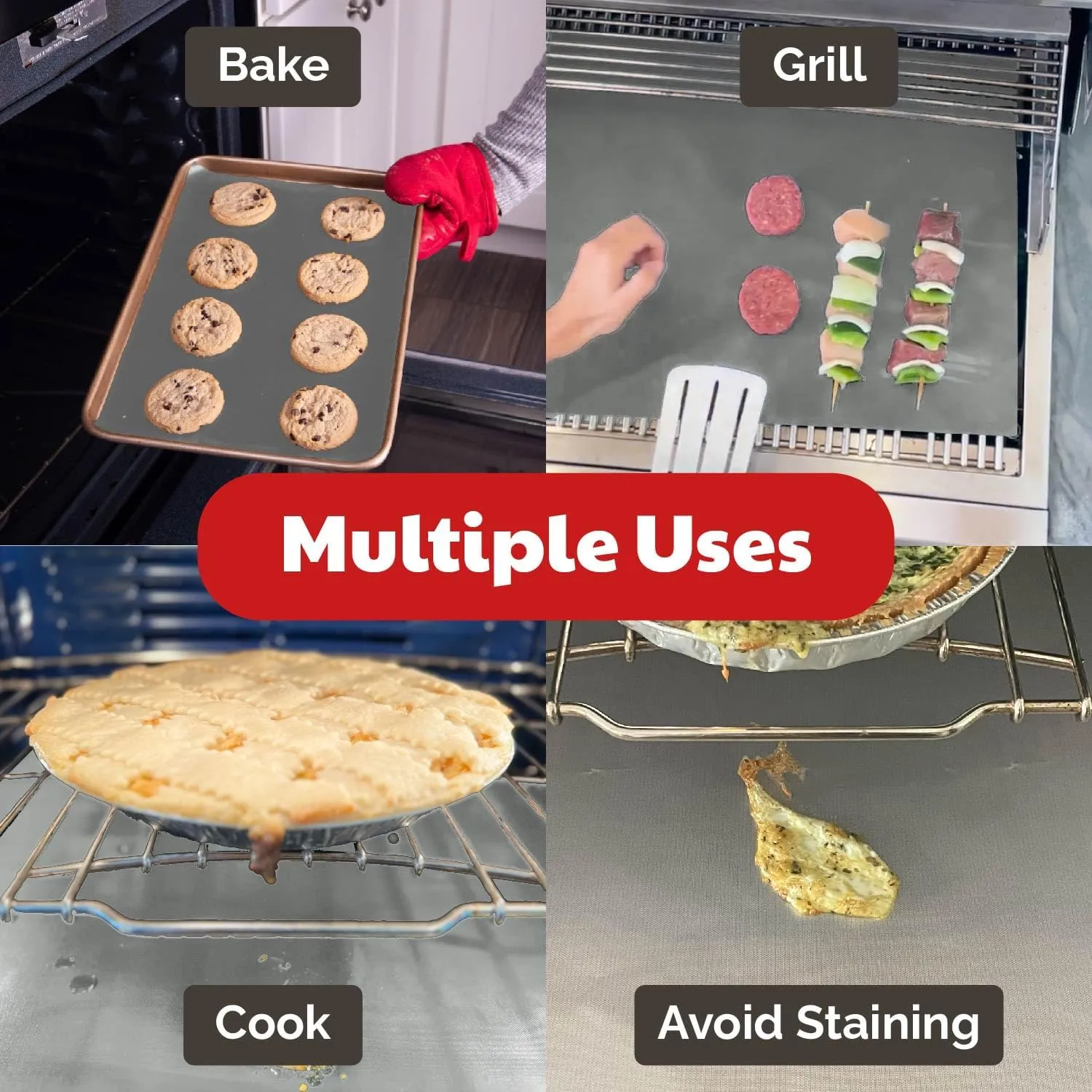 Cooks Innovations Non-Stick Oven Protector Mat - 2 Heavy Duty Nonstick Oven Rack Liners to Protect Convection, Electric, Gas, & Microwave Ovens - BPA & PFOA Free Heat Resistant Baking Mat