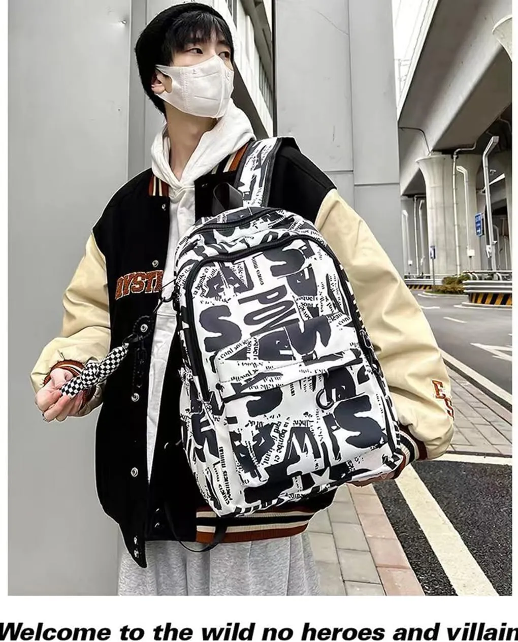 Cool Graffiti Backpack for Women Travel Bag Lightweight Large Bookbag Casual Laptop Computer Bag with Bottle Side Pockets (Blue)