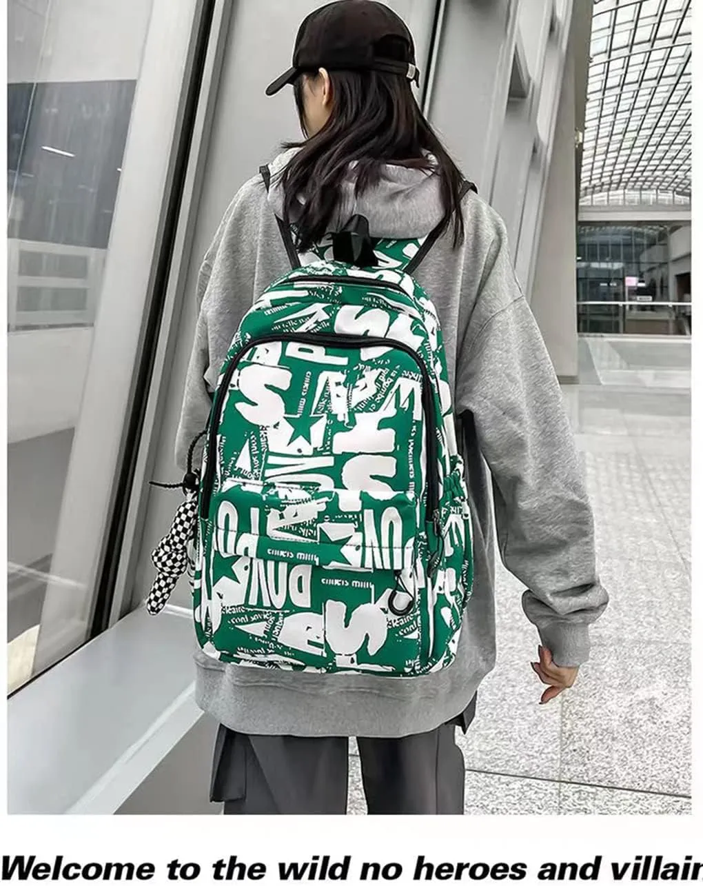 Cool Graffiti Backpack for Women Travel Bag Lightweight Large Bookbag Casual Laptop Computer Bag with Bottle Side Pockets (Blue)