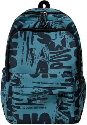 Cool Graffiti Backpack for Women Travel Bag Lightweight Large Bookbag Casual Laptop Computer Bag with Bottle Side Pockets (Blue)