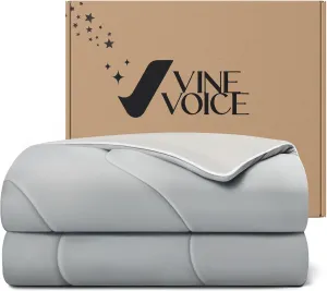 Cooling Blanket Comforter Hot Sleepers Full/Queen Soft Cooling Blanket, Double-Sided Cool Bedding for Night Sweats, All-Season Lightweight Comforter (90''x90'', Silver Gray)