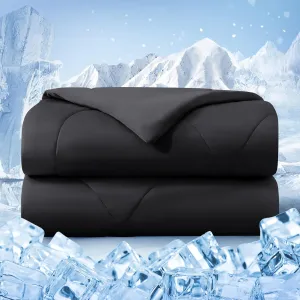 Cooling Comforter Queen Size, Double-Sided Cold Tech Fabric Quilted Bed Comforters Cooling Blanket for Hot Sleepers, Breathable Lightweight Summer Bedding, All-Season Ice Blanket, Black
