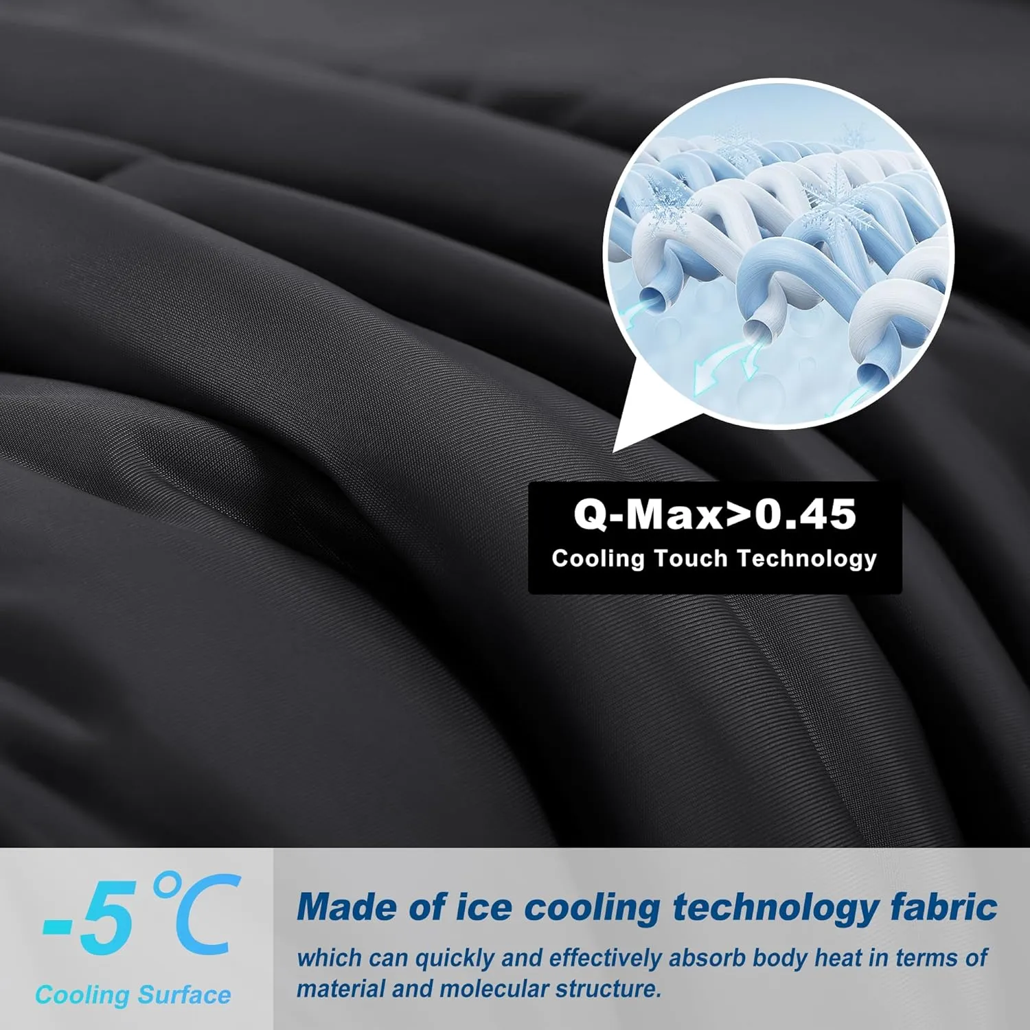 Cooling Comforter Queen Size, Double-Sided Cold Tech Fabric Quilted Bed Comforters Cooling Blanket for Hot Sleepers, Breathable Lightweight Summer Bedding, All-Season Ice Blanket, Black