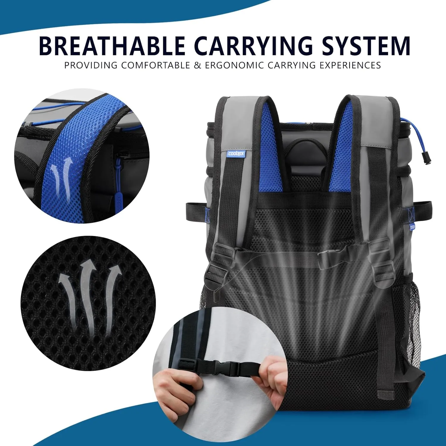COOLREX Large Backpack Cooler 36 Can Cooler Backpack with 2 Insulated Compartments Leak Proof Waterproof Travel Backpack, Camping Beach Picnic Lunch Thermal Bag for Women and Men