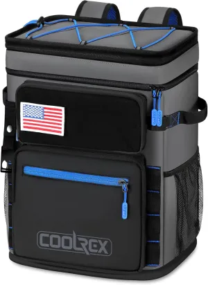 COOLREX Large Backpack Cooler 36 Can Cooler Backpack with 2 Insulated Compartments Leak Proof Waterproof Travel Backpack, Camping Beach Picnic Lunch Thermal Bag for Women and Men