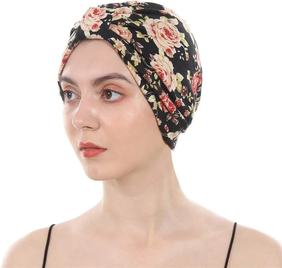 Cotton Turbans Satin Liner Double-Layered Beanie Chemo Cap Sleep Bonnet ……