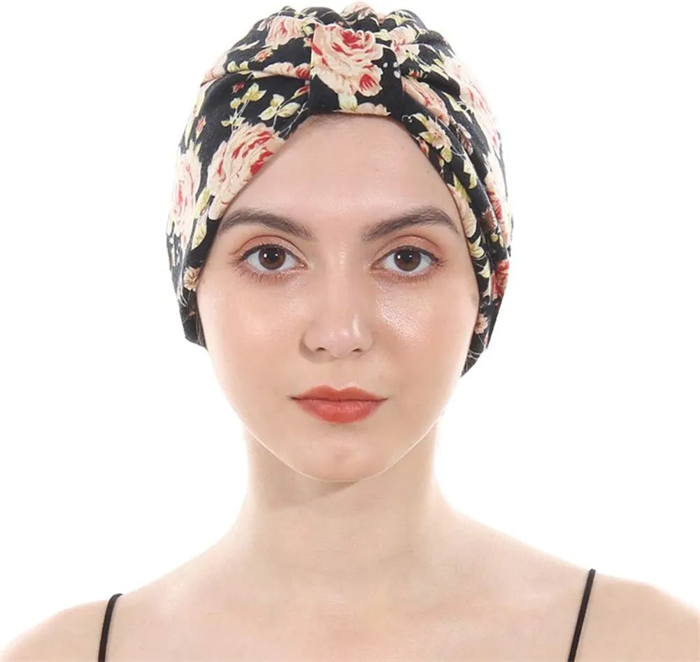 Cotton Turbans Satin Liner Double-Layered Beanie Chemo Cap Sleep Bonnet ……