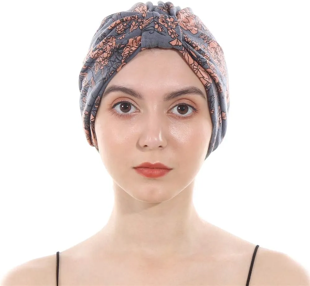 Cotton Turbans Satin Liner Double-Layered Beanie Chemo Cap Sleep Bonnet ……