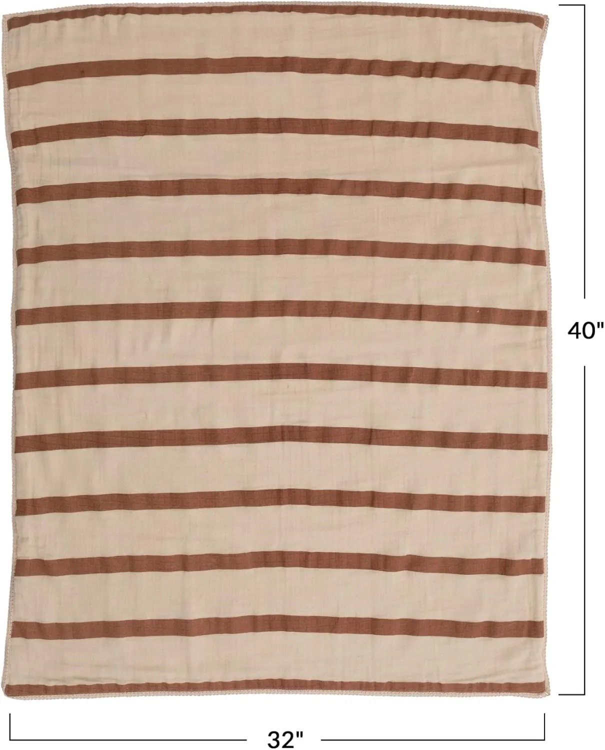 Creative Co-Op Striped Cotton Double Cloth Printed Baby Blanket in Bag, Brown and Natural