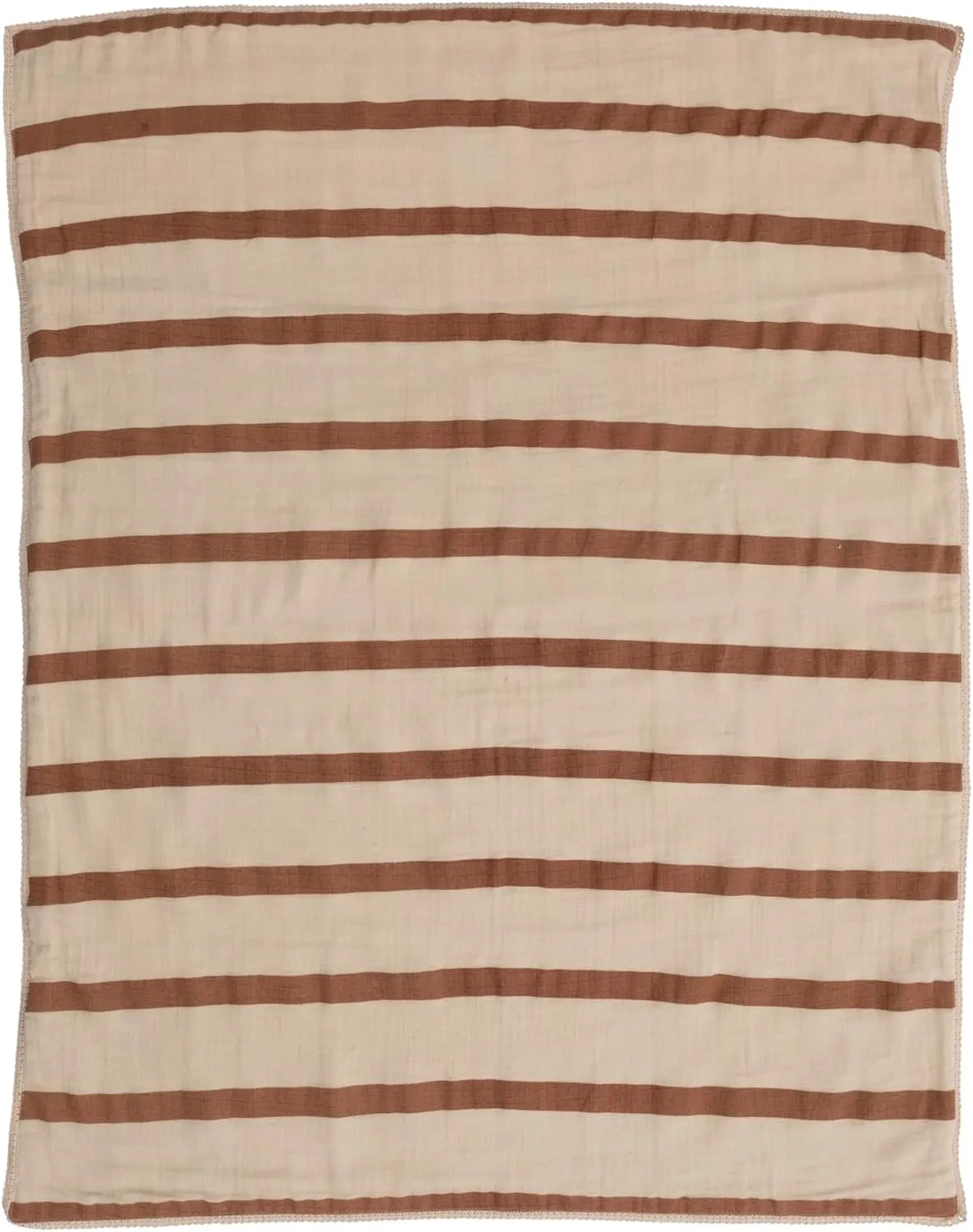 Creative Co-Op Striped Cotton Double Cloth Printed Baby Blanket in Bag, Brown and Natural
