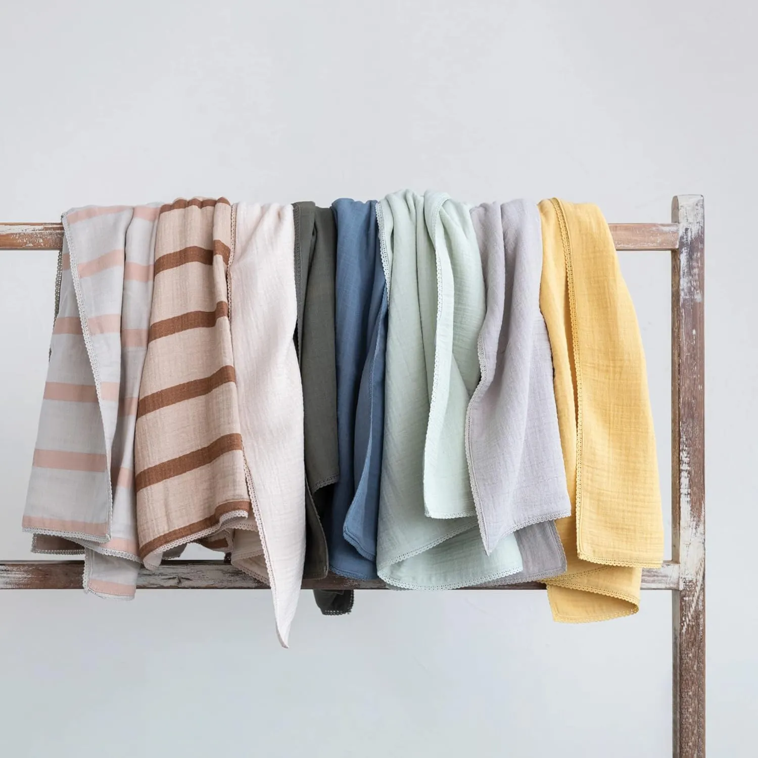 Creative Co-Op Striped Cotton Double Cloth Printed Baby Blanket in Bag, Brown and Natural