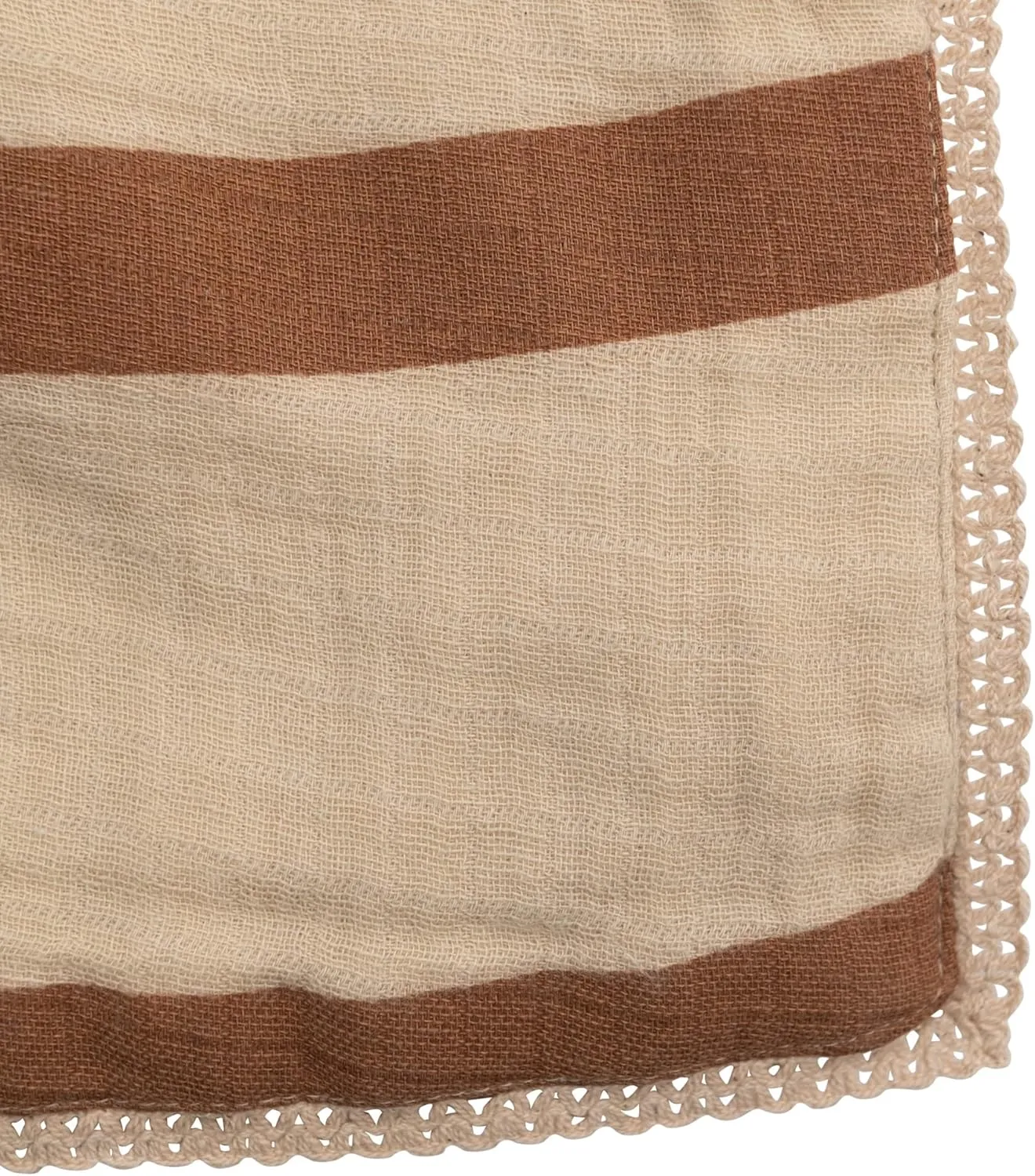 Creative Co-Op Striped Cotton Double Cloth Printed Baby Blanket in Bag, Brown and Natural