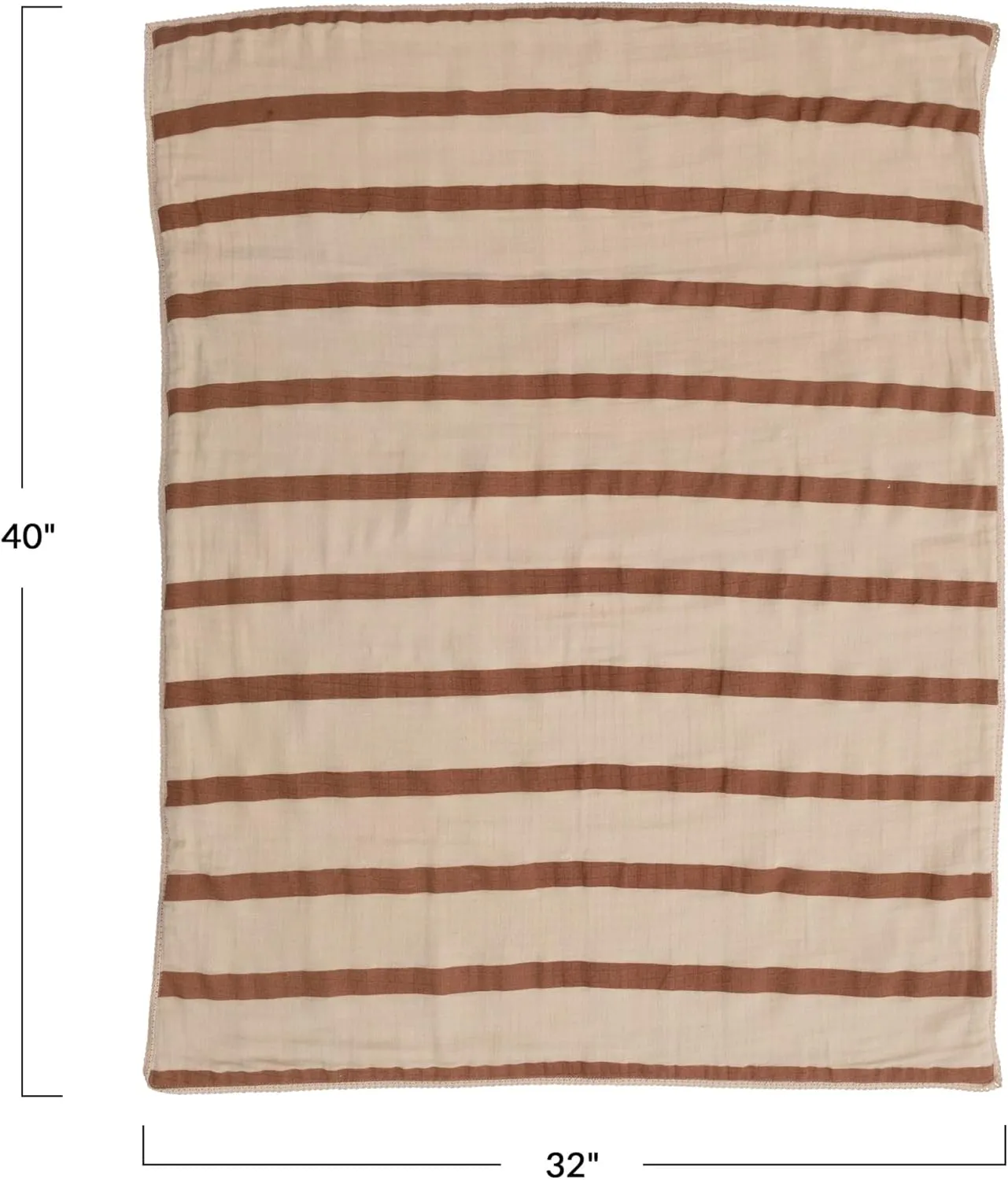 Creative Co-Op Striped Cotton Double Cloth Printed Baby Blanket in Bag, Brown and Natural