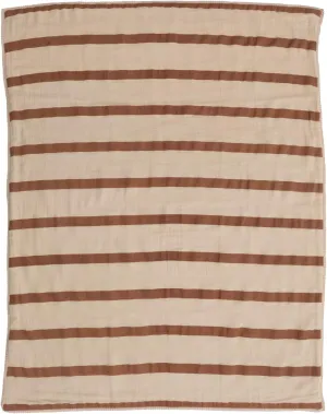 Creative Co-Op Striped Cotton Double Cloth Printed Baby Blanket in Bag, Brown and Natural