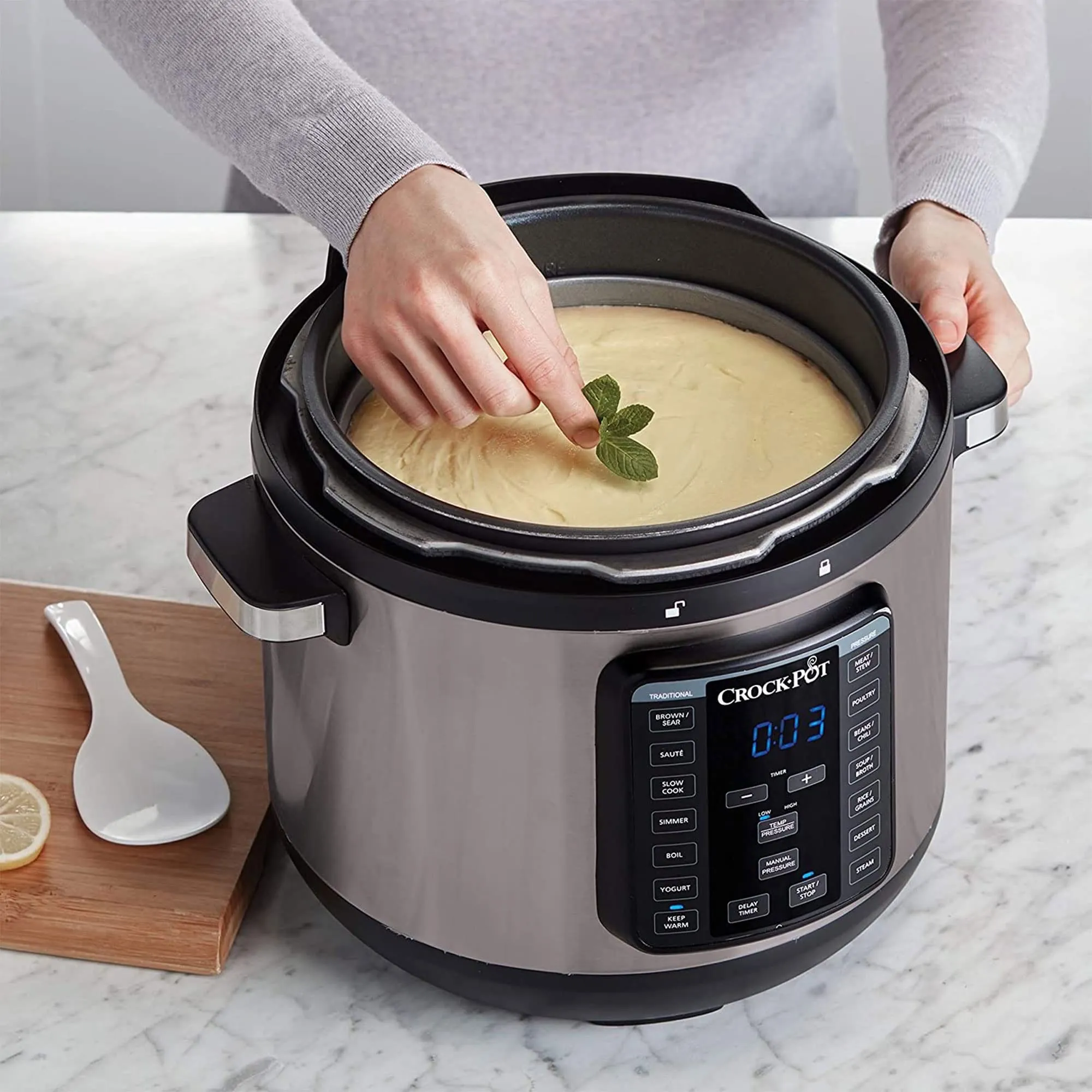 Crock-Pot 8-Quart Multi-Use XL Express Crock Programmable Slow Cooker and Pressure Cooker with Manual Pressure, Boil & Simmer, Black Stainless