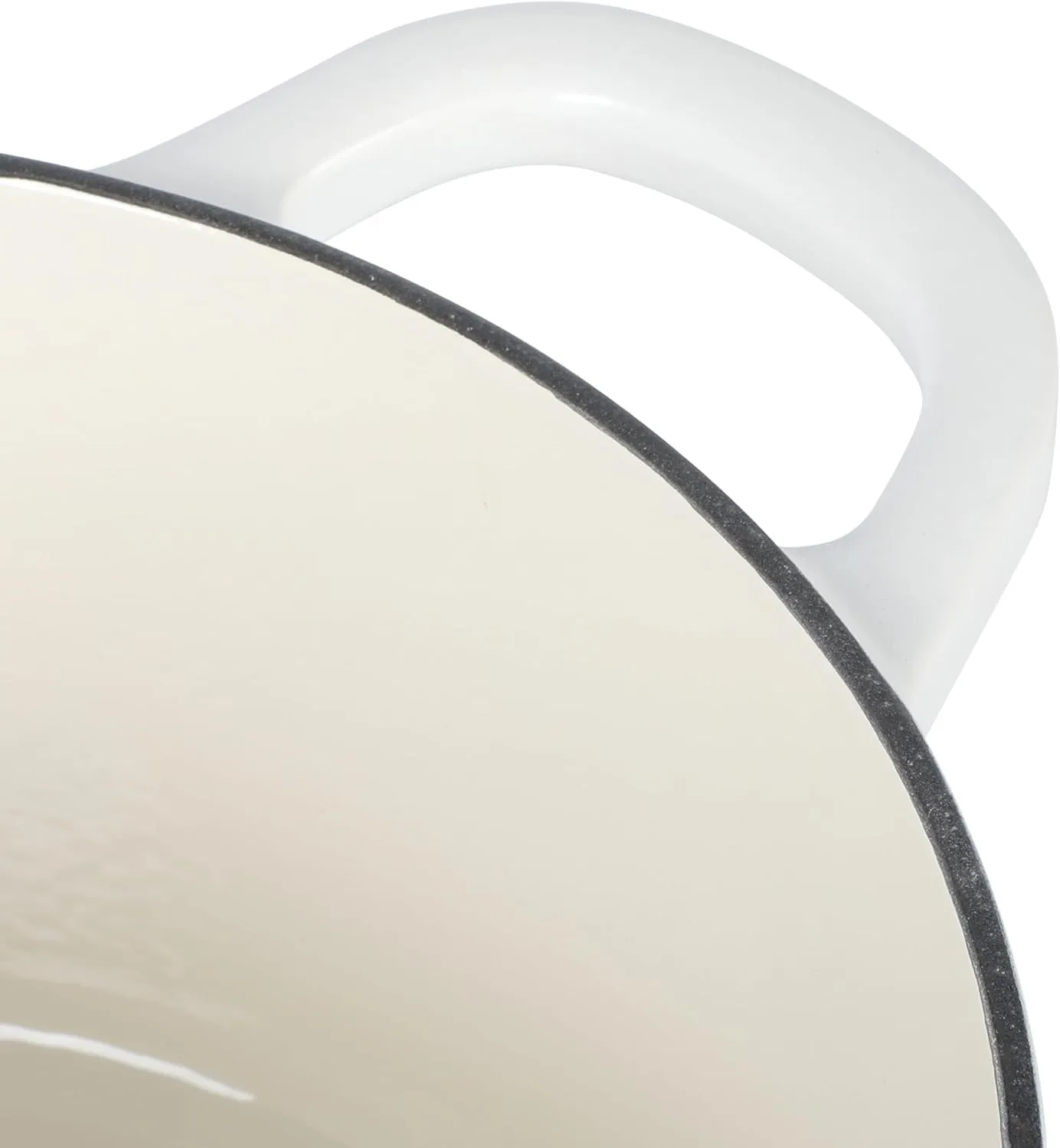 Crock Pot Artisan 6-Quart Round European Enameled Dutch Oven Pot With Lid - Matte Linen White w/Gold Knob
