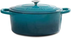 Crock-Pot Artisan Round Enameled Cast Iron Dutch Oven, 5-Quart, Teal Ombre