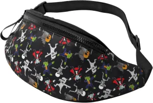Crossbody Fanny Packs for Women Men - Zombie Mummy Skeleton Running Belt Bag Travel Waist Bag for Women Mens